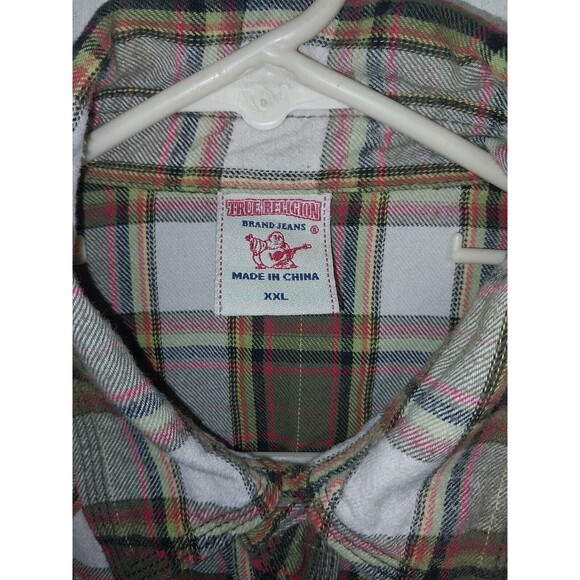 True Religion Western Button Up Plaid Pearl Snap Shirt Long Sleeve XXL - Picture 4 of 7